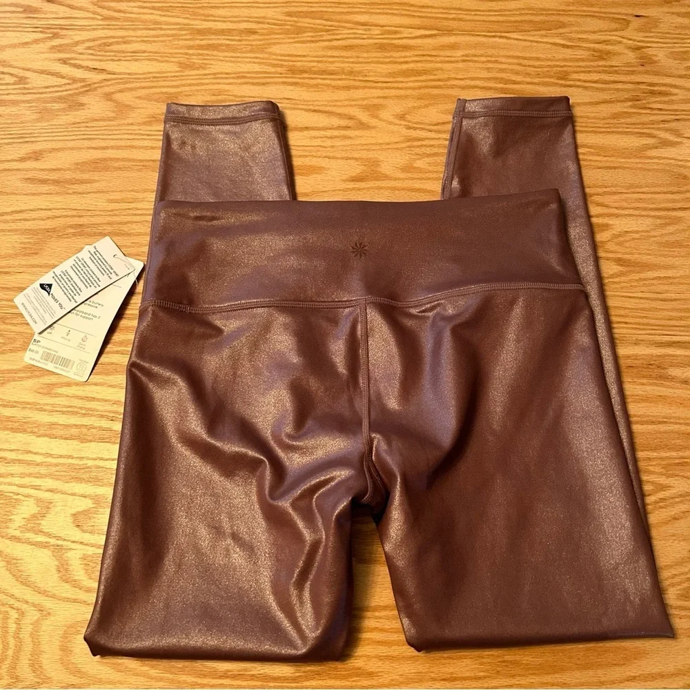 NWT Athleta Elation Shimmer High Rise Metallic Leggings Small Petite - Picture 4 of 9
